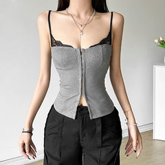 Graues Camisole-Top mit quadratischem Ausschnitt