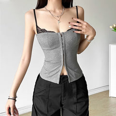 Graues Camisole-Top mit quadratischem Ausschnitt
