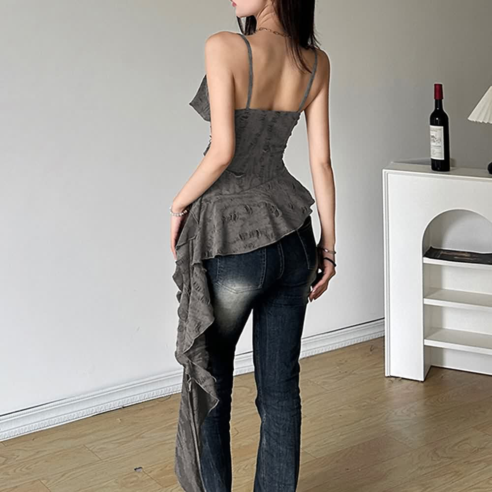 Asymmetrisches ärmelloses Top im Grunge-Stil