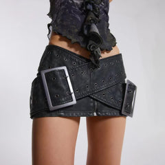 Grunge Faux Leather Micro Mini Skirt