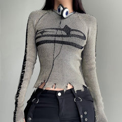 Langärmliges Top im Grunge-Stil im Used-Look