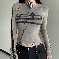 Langärmliges Top im Grunge-Stil im Used-Look