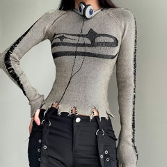 Langärmliges Top im Grunge-Stil im Used-Look