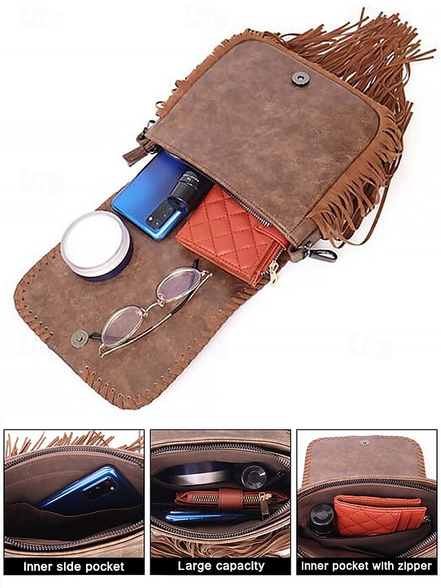 Shoulder Bag Multi-Pocket Faux Leather Crossbody