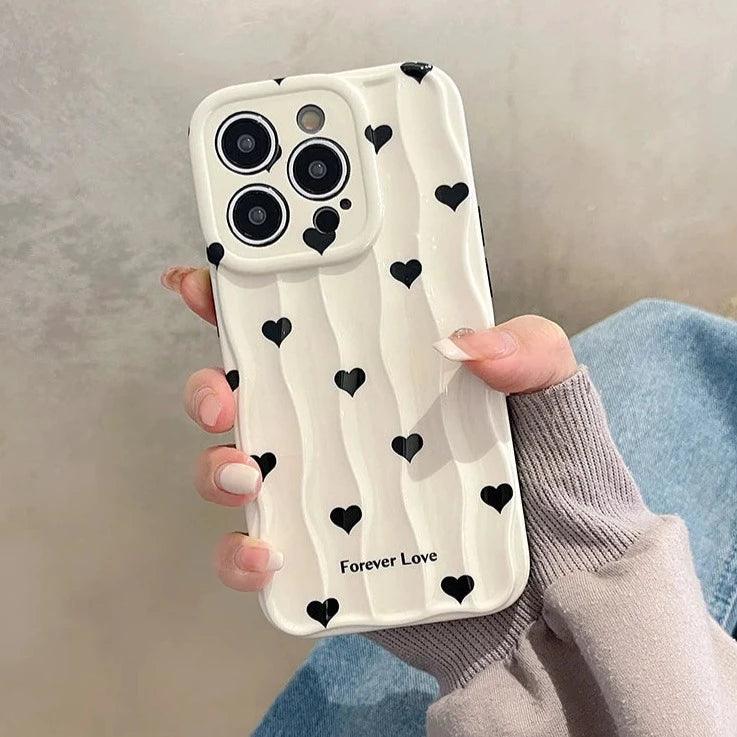 Heart Dot Flowers Water Ripple Cute Phone Cases for iPhone 11, 12, 13, 14, 15 Pro Max