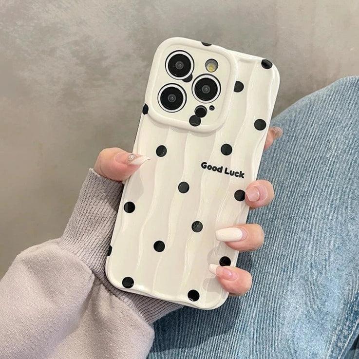 Heart Dot Flowers Water Ripple Cute Phone Cases for iPhone 11, 12, 13, 14, 15 Pro Max