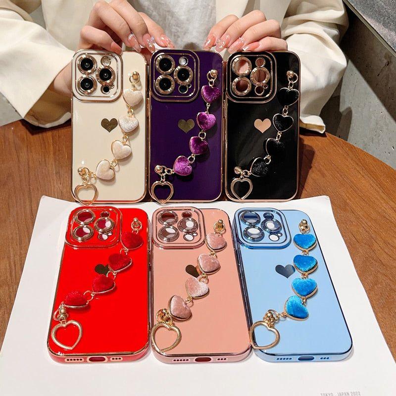 Heart of Gold: Mini Heart Plated Silicone Cute Phone Cases for iPhone 14, 13, 12 Pro, 11 Pro Max, and Plus