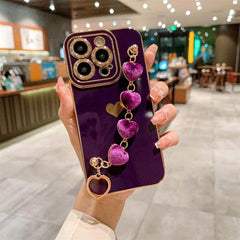 Heart of Gold: Mini Heart Plated Silicone Cute Phone Cases for iPhone 14, 13, 12 Pro, 11 Pro Max, and Plus