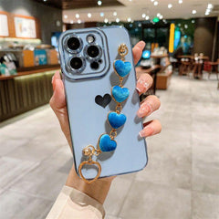 Heart of Gold: Mini Heart Plated Silicone Cute Phone Cases for iPhone 14, 13, 12 Pro, 11 Pro Max, and Plus