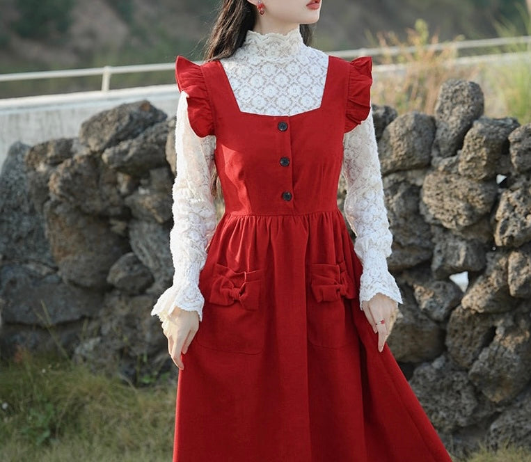 Merry Redberry Cottagcore Pinafore Dress