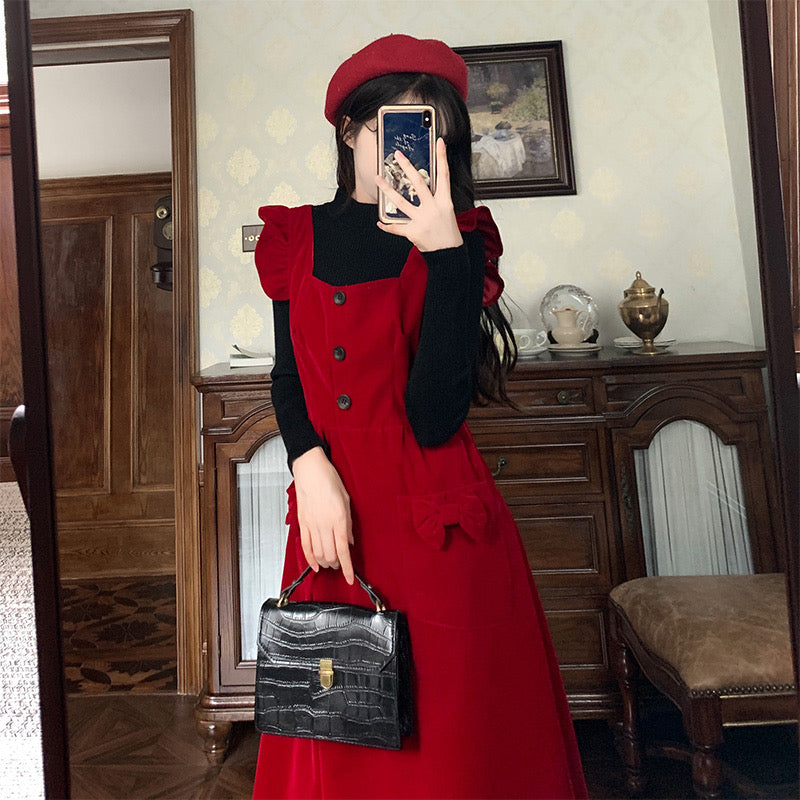 Merry Redberry Cottagcore Pinafore Dress