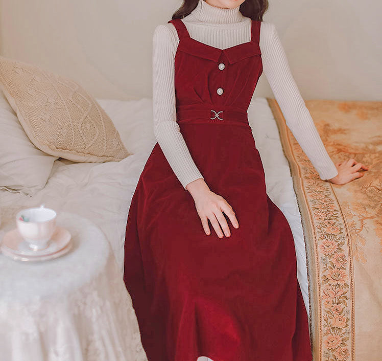 Hollyanna Corduroy Dark Academia Dress
