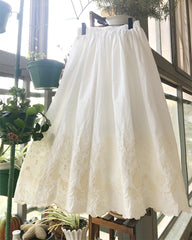 White Cotton Broderie Anglaise Embroidered Cottagecore Skirt