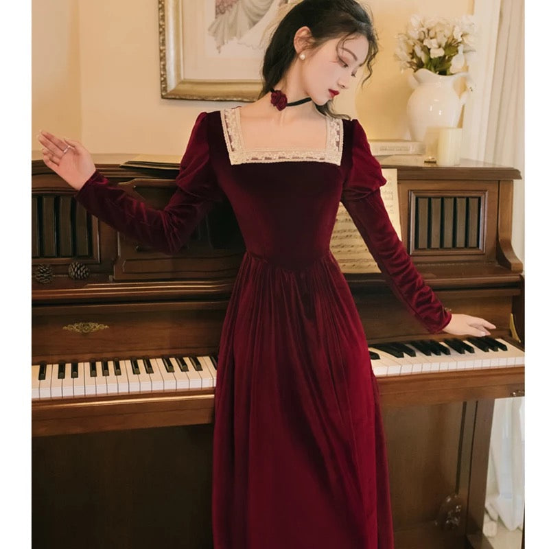 Rosered Belle Vintage-Red Velvet Princesscore Fairytale Dress