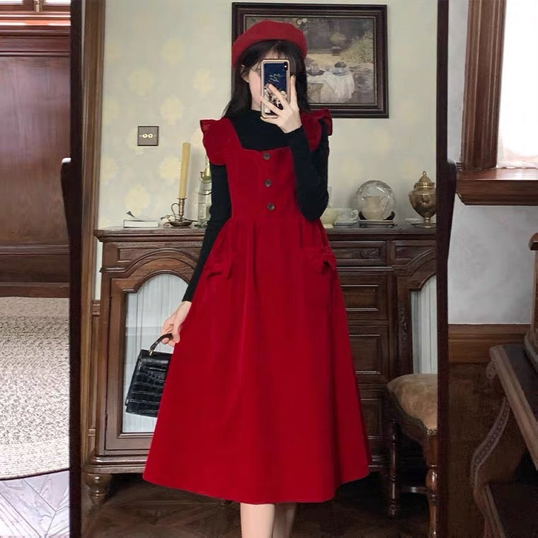 Merry Redberry Cottagcore Pinafore Dress