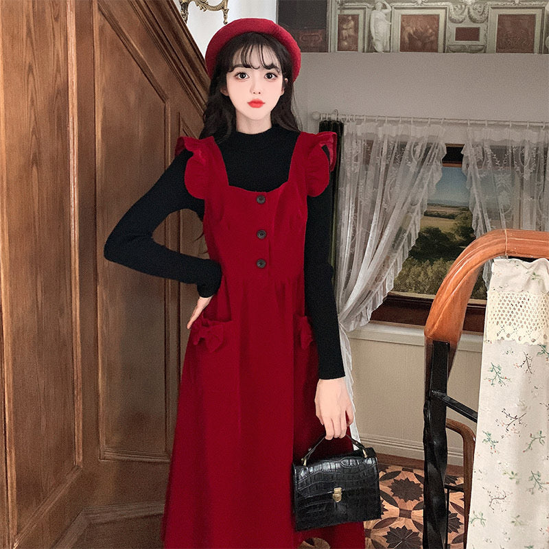 Merry Redberry Cottagcore Pinafore Dress