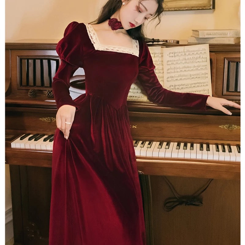 Rosered Belle Vintage-Red Velvet Princesscore Fairytale Dress