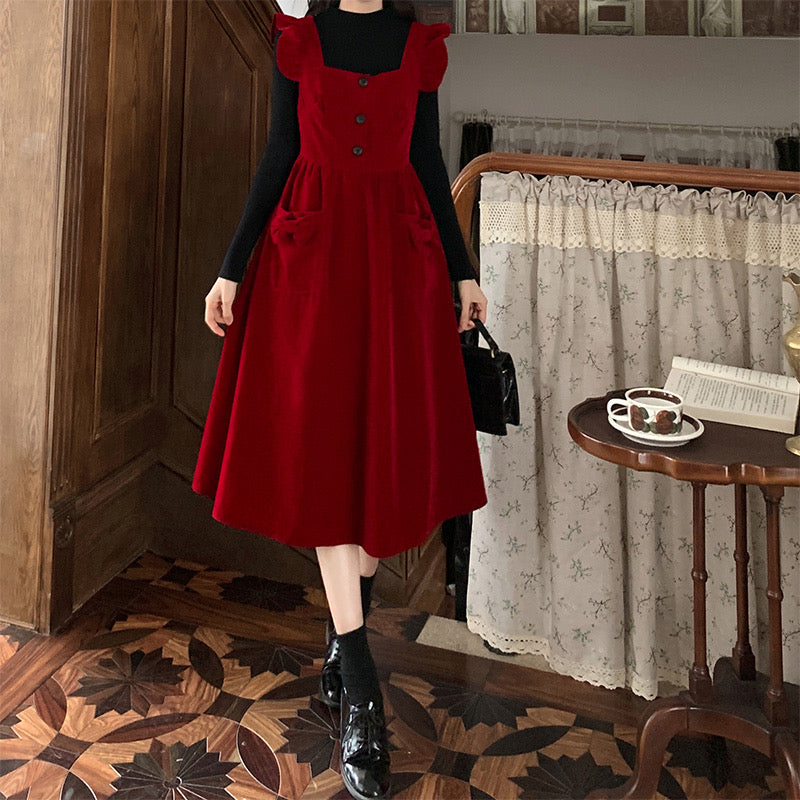 Merry Redberry Cottagcore Pinafore Dress