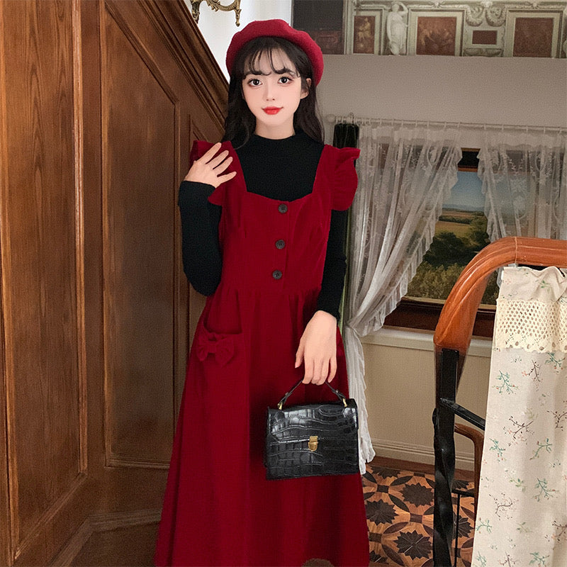 Merry Redberry Cottagcore Pinafore Dress