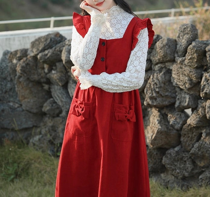 Merry Redberry Cottagcore Pinafore Dress