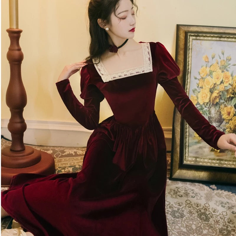 Rosered Belle Vintage-Red Velvet Princesscore Fairytale Dress