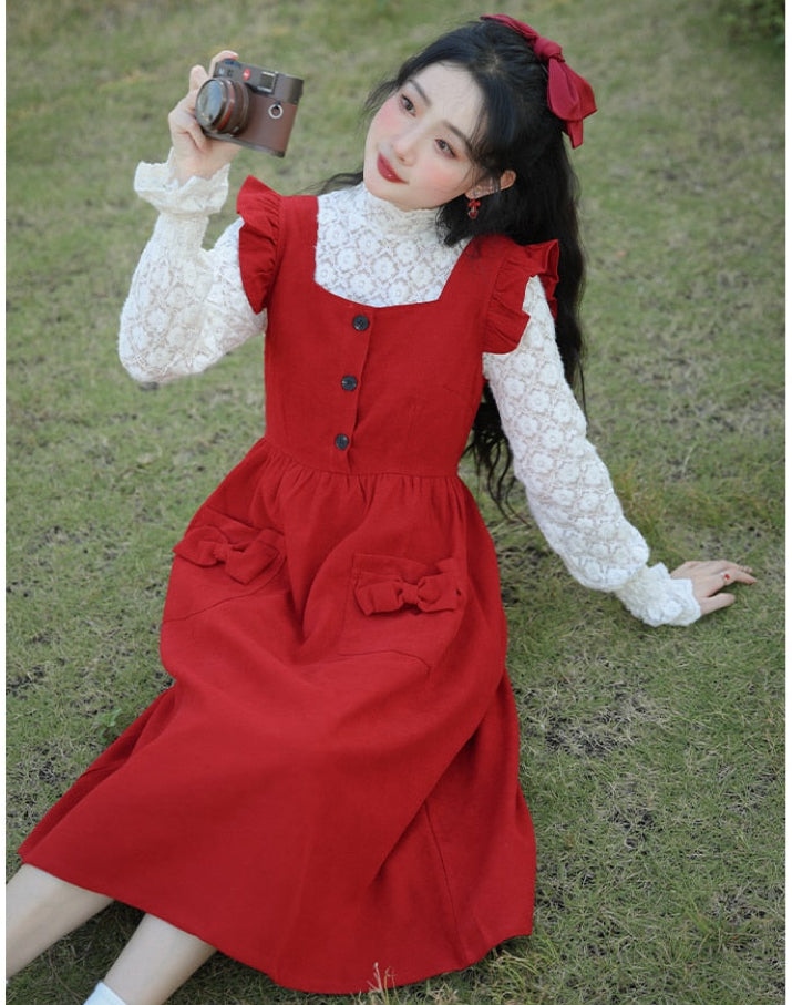 Merry Redberry Cottagcore Pinafore Dress