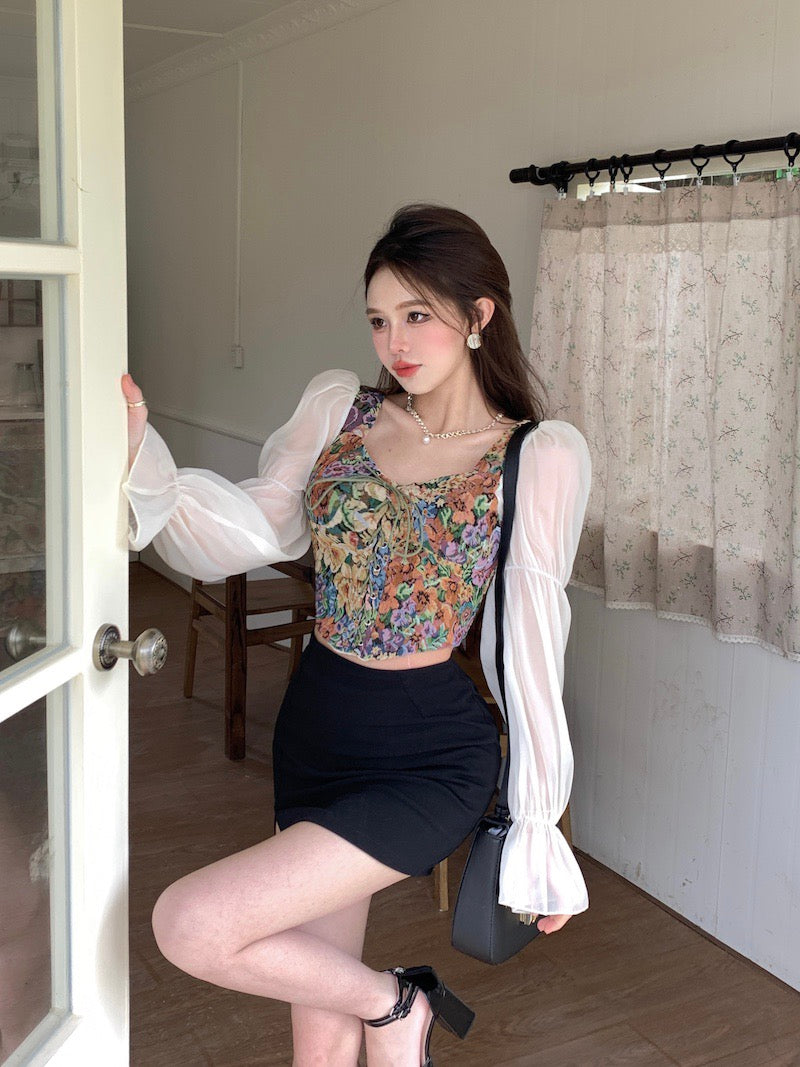 Floral Cottagecore Bustier Tapestry Top