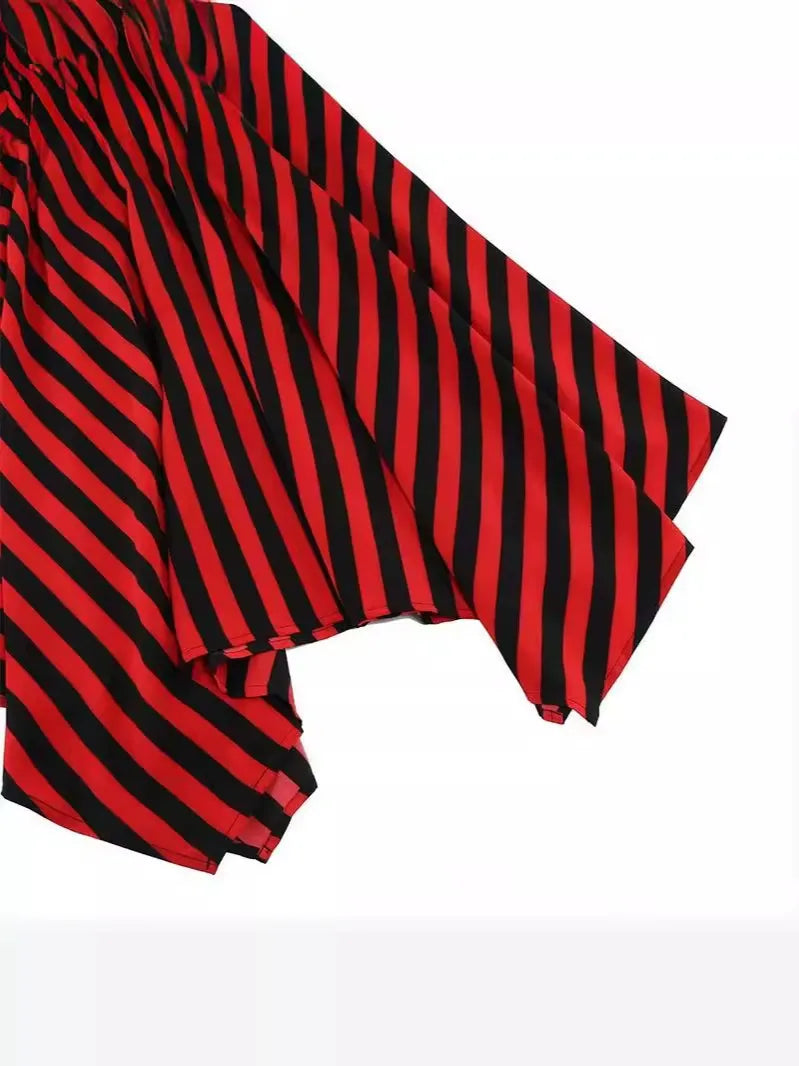 Pirate-Striped Headscarf Skirt Set