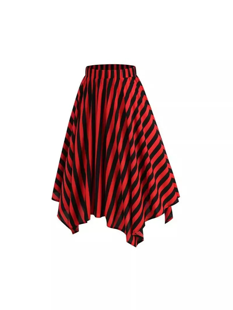 Pirate-Striped Headscarf Skirt Set