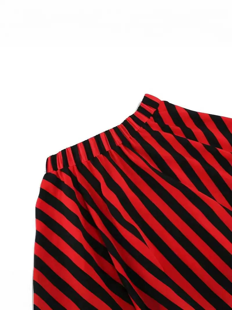 Pirate-Striped Headscarf Skirt Set