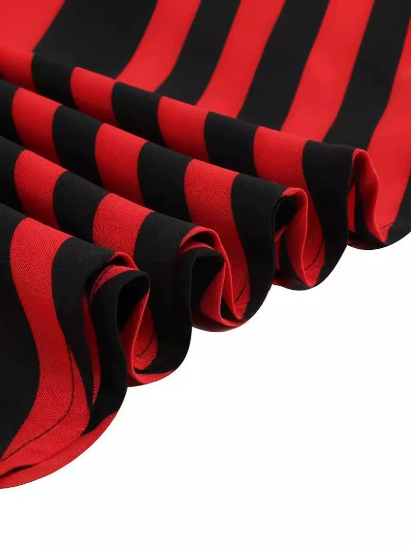 Pirate-Striped Headscarf Skirt Set