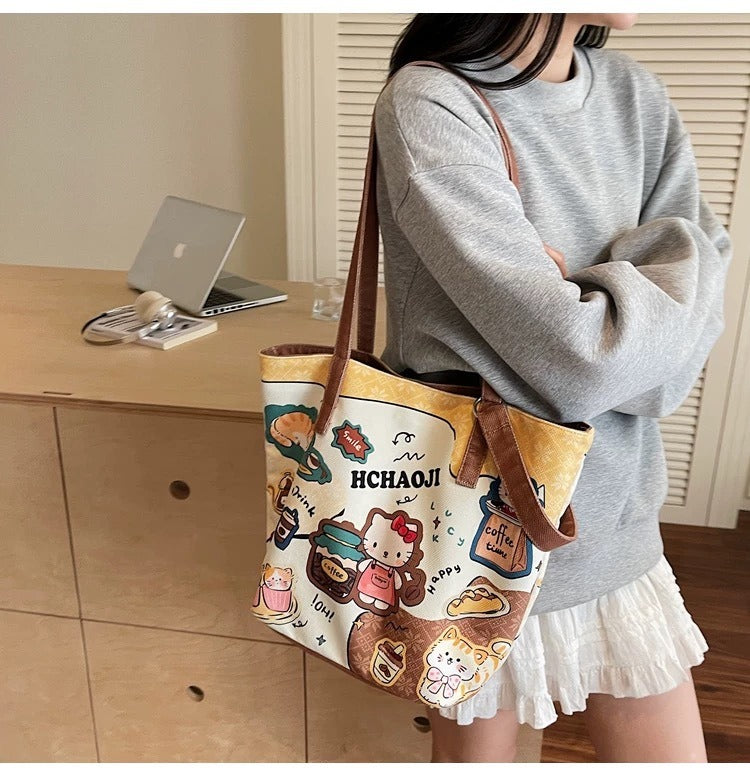 Cute Cartoon Cat Bucket Bag