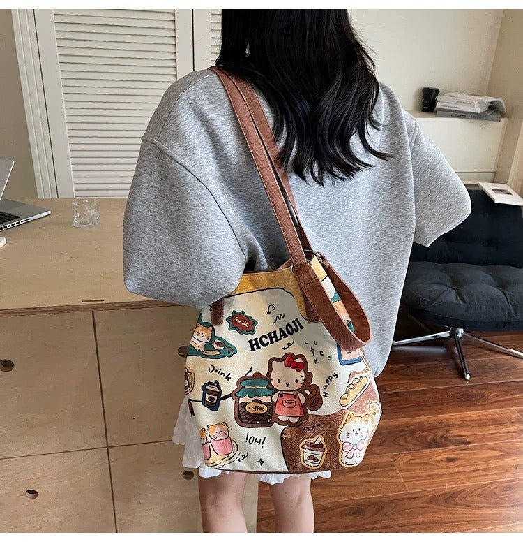 Cute Cartoon Cat Bucket Bag