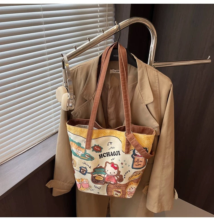 Cute Cartoon Cat Bucket Bag