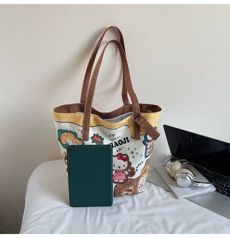 Cute Cartoon Cat Bucket Bag