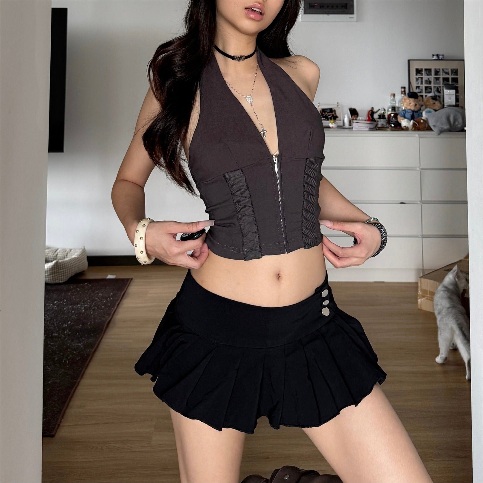 Halter Neck Cross-Strap Vest