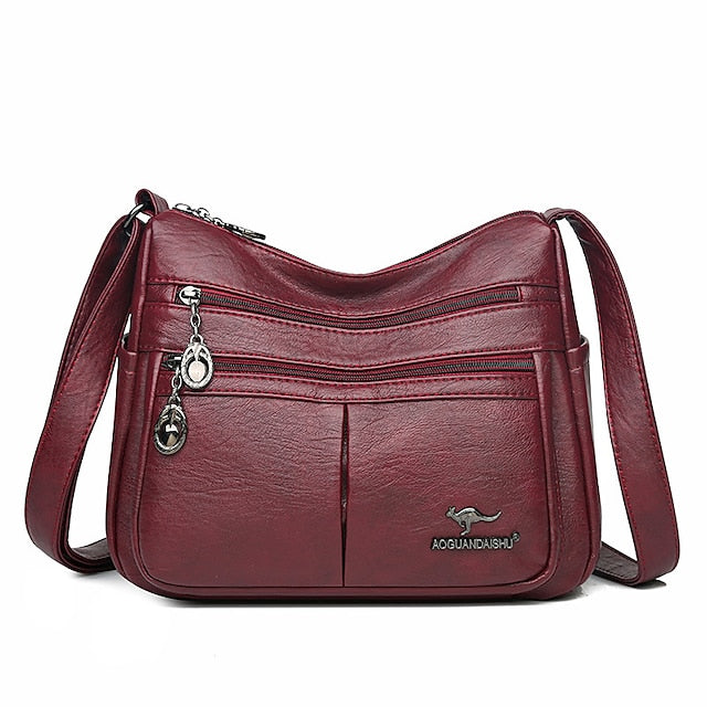 Shoulder Bag Multi-Pocket Faux Leather Crossbody