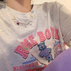 90S Colorful Beads And Cross Pendant Necklace