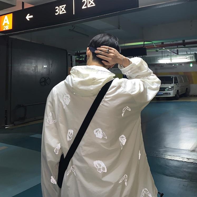 90S Reflective Butterfly Print Loose Windbreaker Jacket