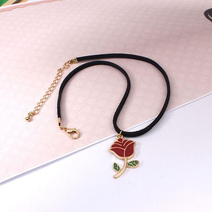 Acrilic Red Rose Necklace Choker