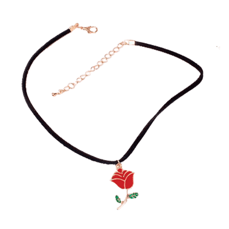 Acrilic Red Rose Necklace Choker