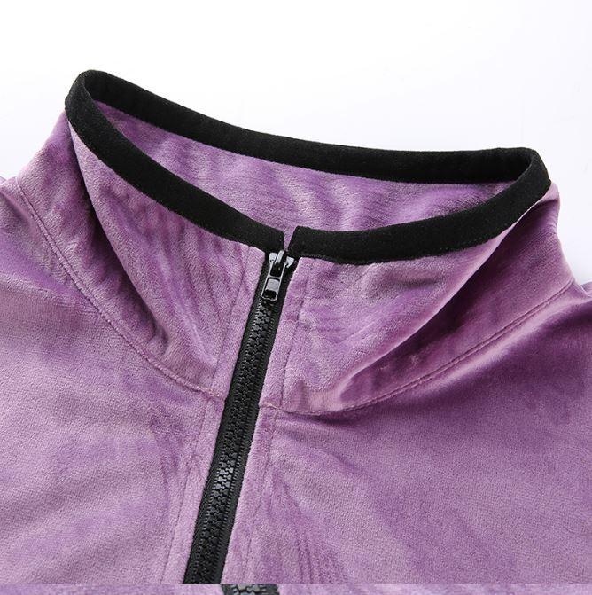 Aesthetic Velvet Purple Cropped Sweatshirt