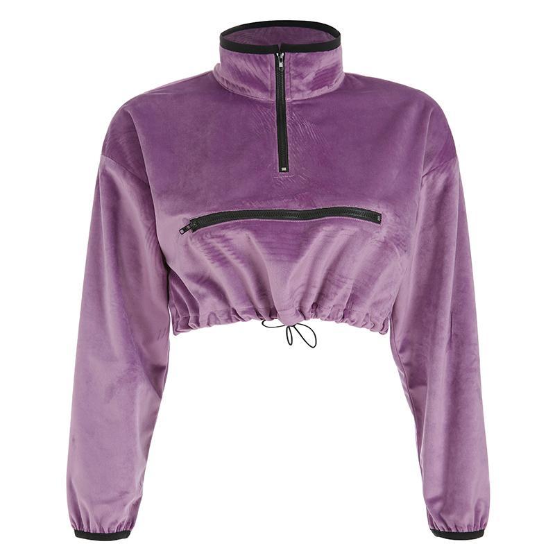 Aesthetic Velvet Purple Cropped Sweatshirt