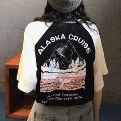 Alaska Cruise Print Aesthetic Oversized T-Shirt