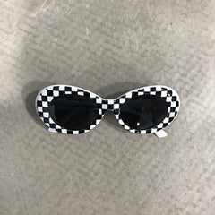 Alien Checkered Plaid Bw Yellow Plastic Grunge Sunglasses