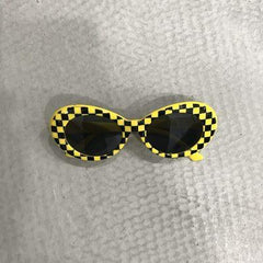 Alien Checkered Plaid Bw Yellow Plastic Grunge Sunglasses