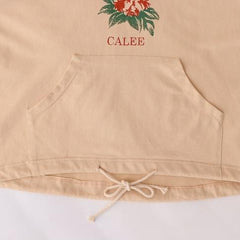 Aloha Red Flower Calee Print Beige Long Sleeve Hoodie