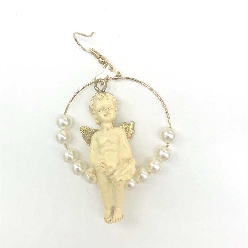 Angel Golden Ring Pearls Earrings