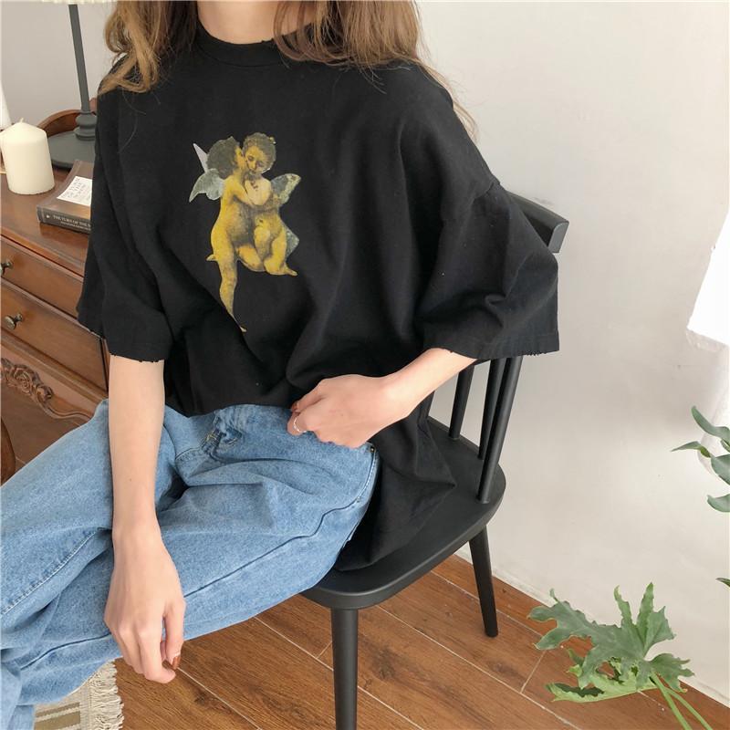 Angels Kiss Print Long Oversized Aesthetic T-Shirt