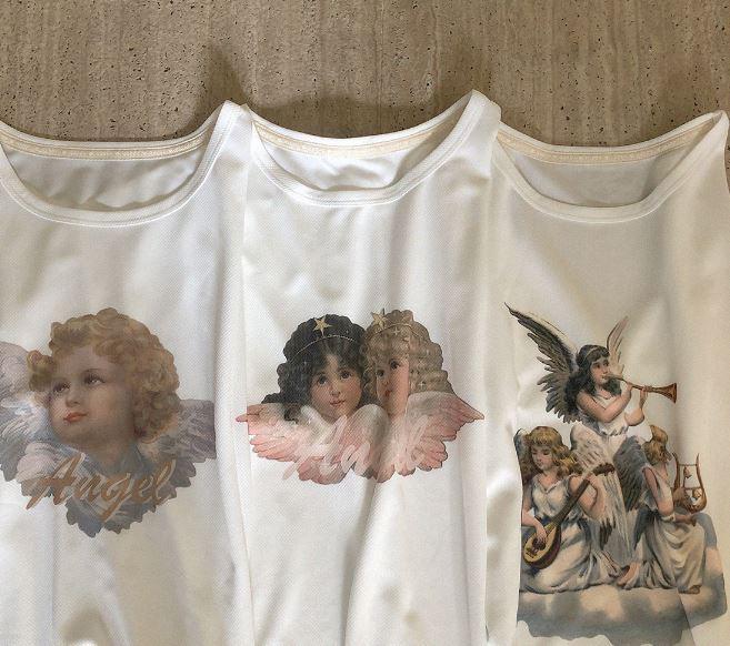 Angels Print White Oversized Aesthetic T-Shirt